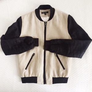 Linen black tan bomber designer jacket